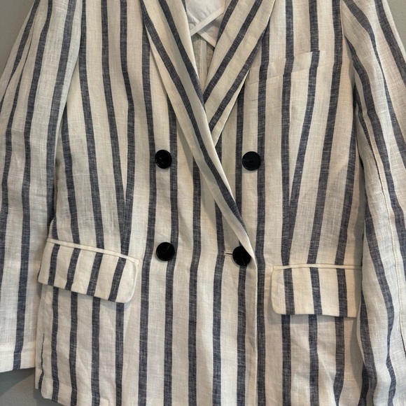 A Loves A Striped Double-Breasted Linen Blazer M - Picture 3 of 6
